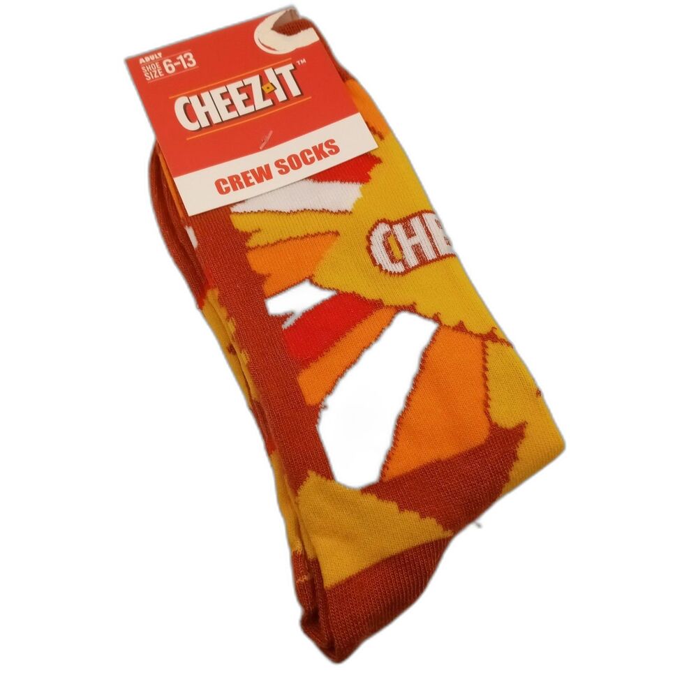CHEEZ-IT Socks Snack Crackers Novelty Orange Kelloggs Adult Shoe 6-13